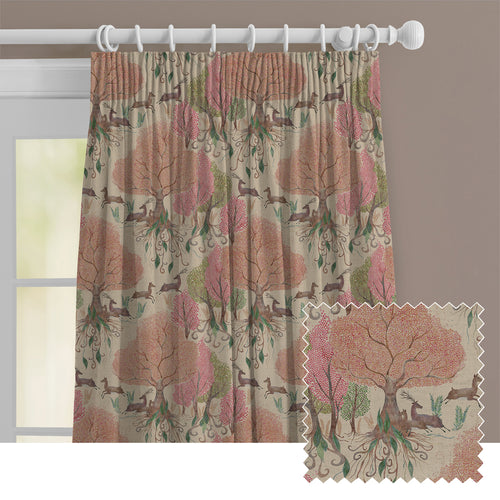 Floral Pink M2M - Willow Woods Printed Cotton Made to Measure Curtains Blush Voyage Maison