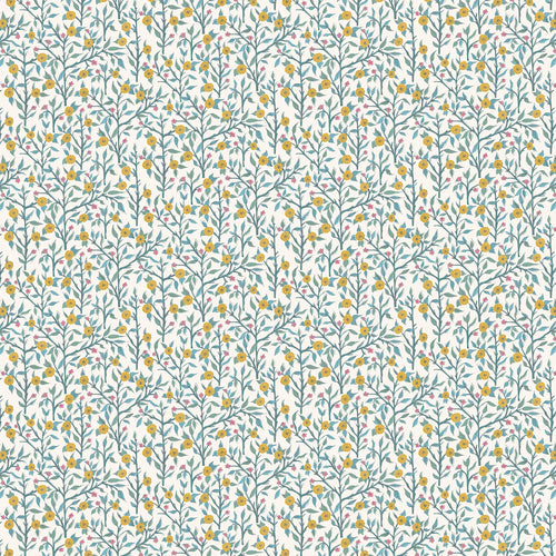 Floral Green Fabric - Yamuna Printed Cotton Fabric (By The Metre) Teal Voyage Maison