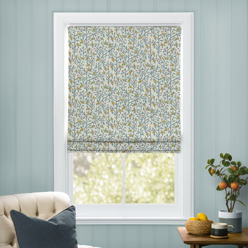 Floral Green M2M - Yamuna Printed Cotton Made to Measure Roman Blinds Teal Voyage Maison