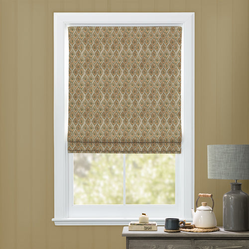 Geometric Orange M2M - Zephyr Printed Cotton Made to Measure Roman Blinds Sunset Voyage Maison