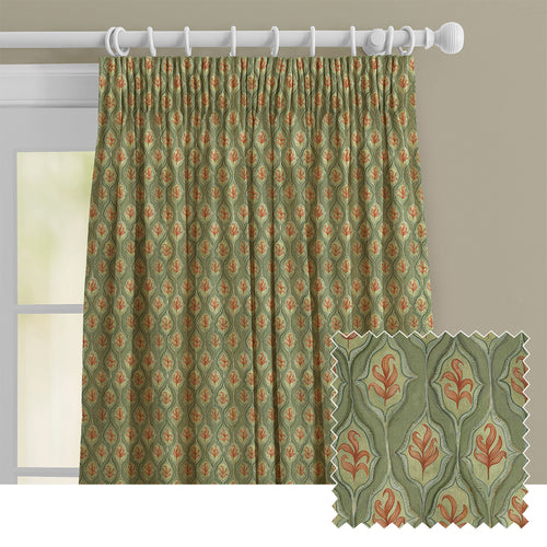 Geometric Green M2M - Zephyr Printed Cotton Made to Measure Curtains Moss Voyage Maison