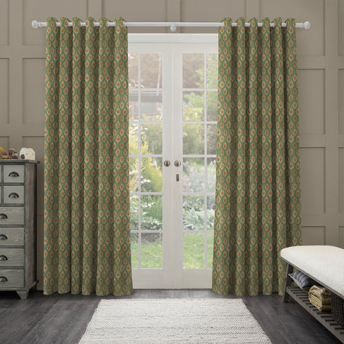 Geometric Green M2M - Zephyr Printed Cotton Made to Measure Curtains Moss Voyage Maison