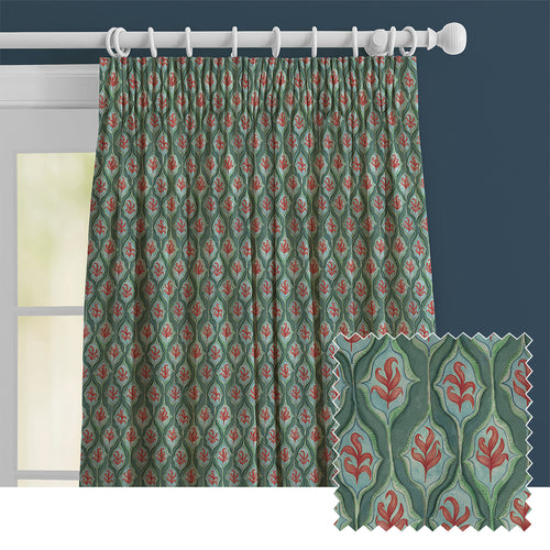 Geometric Green M2M - Zephyr Printed Cotton Made to Measure Curtains Oasis Voyage Maison