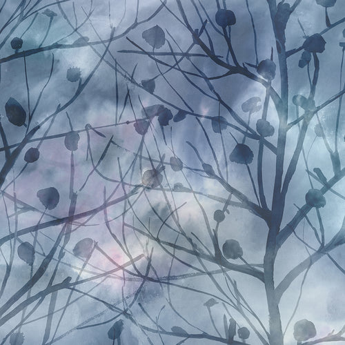 Abstract Blue Wallpaper - Zeus  1.4m Wide Width Wallpaper (By The Metre) Midnight Voyage Maison