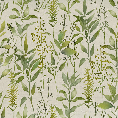 Floral Green Fabric - Aberduna Printed Cotton Fabric (By The Metre) Linen Voyage Maison