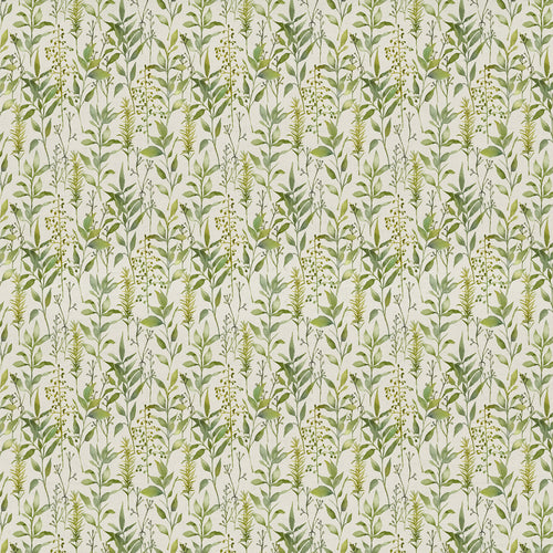 Floral Green Fabric - Aberduna Printed Cotton Fabric (By The Metre) Linen Voyage Maison