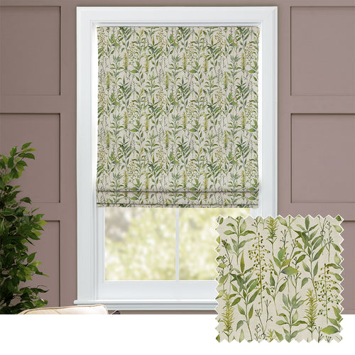 Floral Green M2M - Aberduna Printed Cotton Made to Measure Roman Blinds Linen Voyage Maison