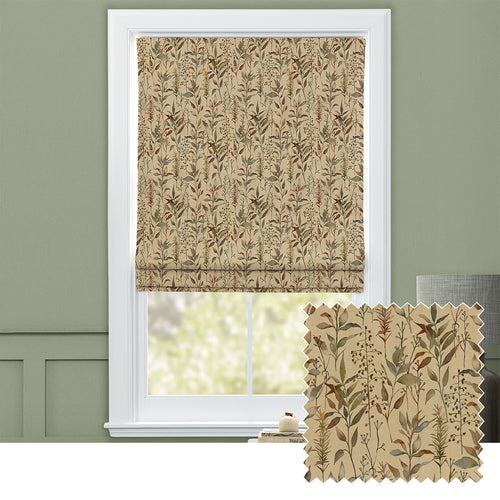 Floral Brown M2M - Aberduna Printed Cotton Made to Measure Roman Blinds Mulberry Voyage Maison