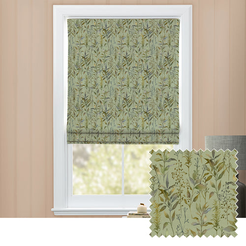 Floral Green M2M - Aberduna Printed Cotton Made to Measure Roman Blinds Sage Voyage Maison