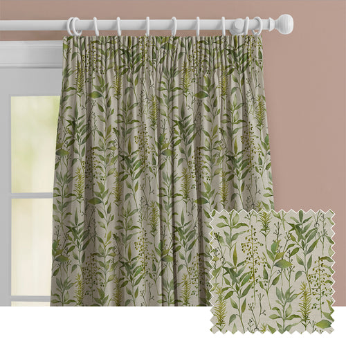 Floral Green M2M - Aberduna Printed Cotton Made to Measure Curtains Linen Voyage Maison