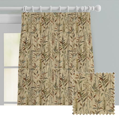 Floral Brown M2M - Aberduna Printed Cotton Made to Measure Curtains Mulberry Voyage Maison