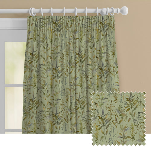 Floral Green M2M - Aberduna Printed Cotton Made to Measure Curtains Sage Voyage Maison