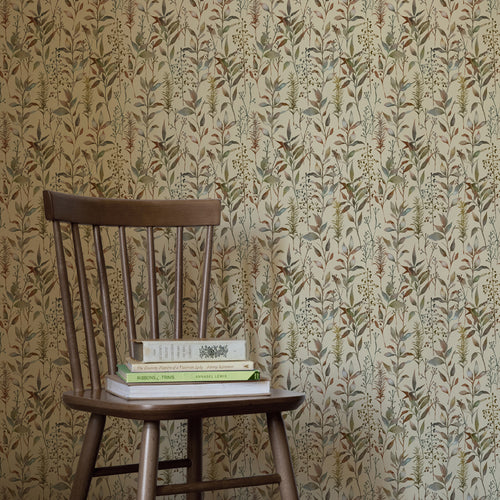 Floral Brown Wallpaper - Aberduna  1.4m Wide Width Wallpaper (By The Metre) Mulberry Voyage Maison