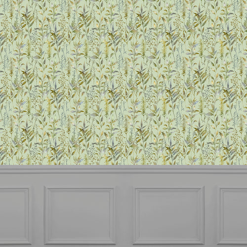 Floral Green Wallpaper - Aberduna  1.4m Wide Width Wallpaper (By The Metre) Sage Voyage Maison