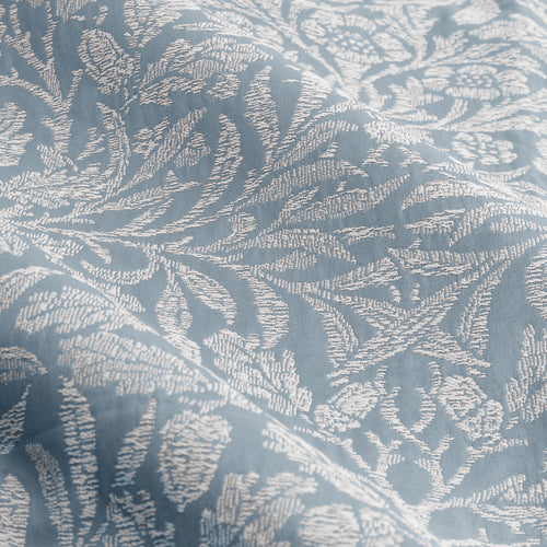 Floral Blue Curtains - Acorn Tonal Fully Lined Matt Jacquard Pencil Pleat Curtains Wedgewood Morris & Co