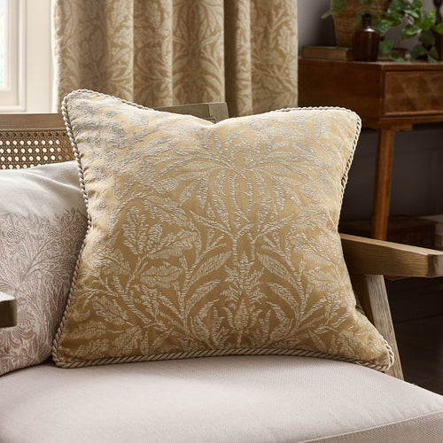 Floral Yellow Cushions - Acorn Tonal Jacquard Feather Rich Filled Cushion Gold Morris & Co