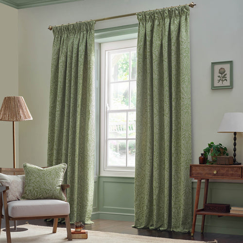 Floral Green Cushions - Acorn Tonal Jacquard Feather Rich Filled Cushion Sage Morris & Co