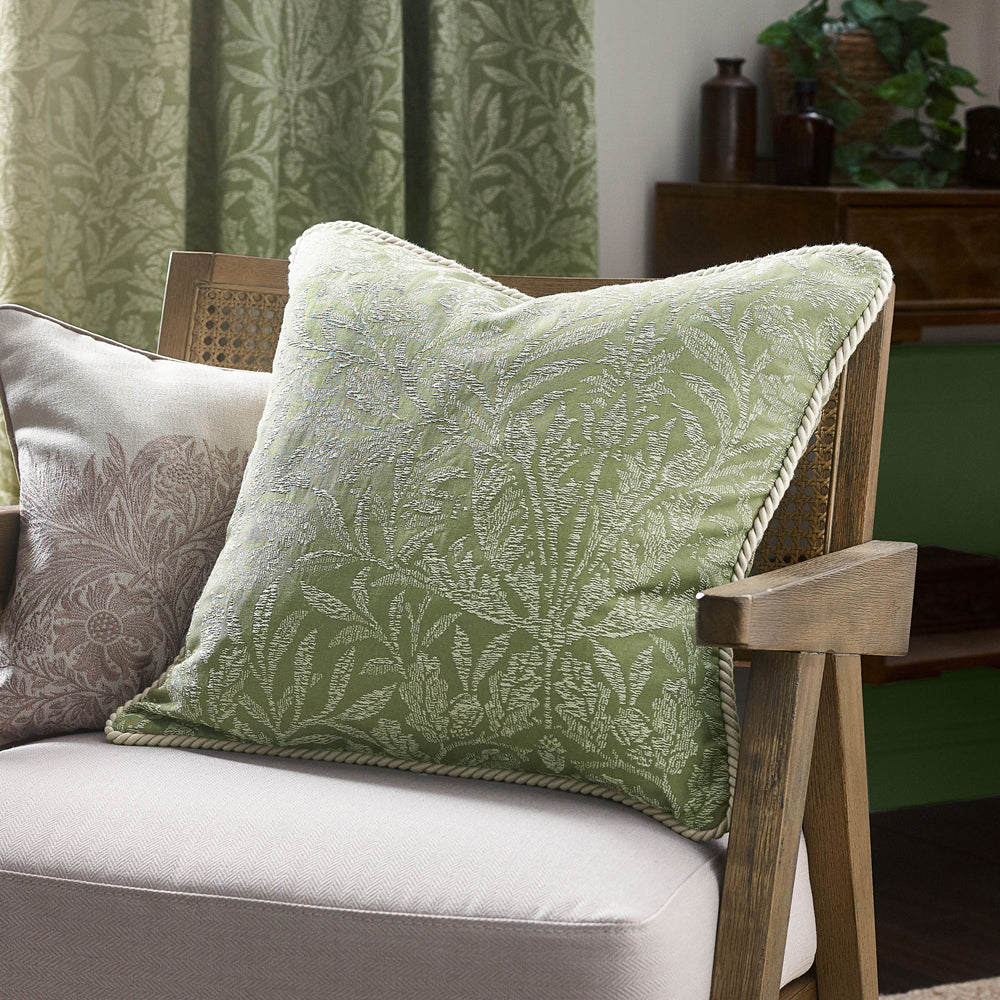 Acorn Tonal Green Jacquard Feather Rich Filled Cushion Sage