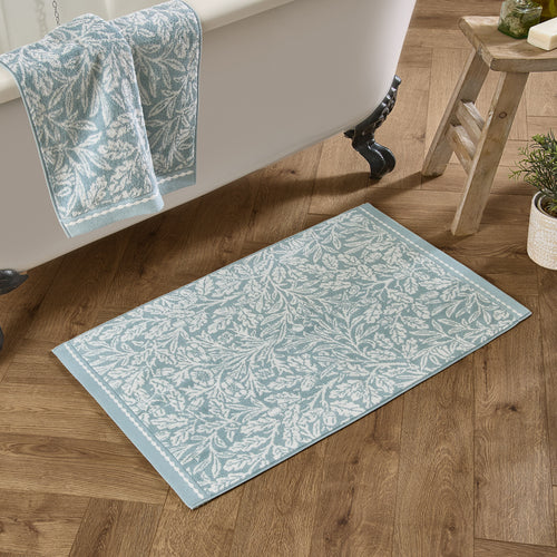 Floral Blue Bathroom - Acorn 100% Cotton Bath Mat Mineral Blue Morris & Co