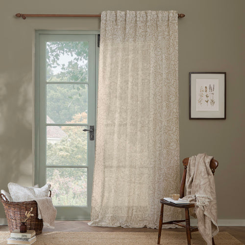 Damask Multi Curtains - Acorn Sheer Curtain Panel Linen Morris & Co