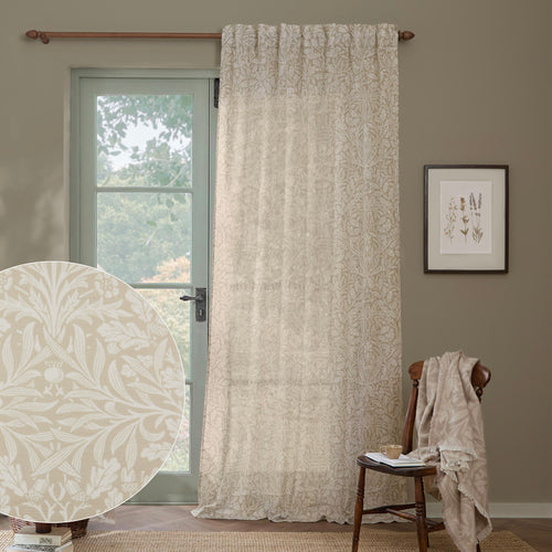 Damask Multi Curtains - Acorn Sheer Curtain Panel Linen Morris & Co