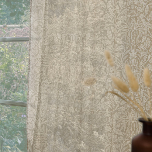 Damask Multi Curtains - Acorn Sheer Curtain Panel Linen Morris & Co