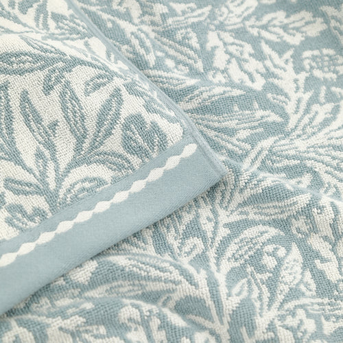 Floral Blue Bathroom - Acorn 100% Cotton Jacquard Towels Mineral Blue Morris & Co