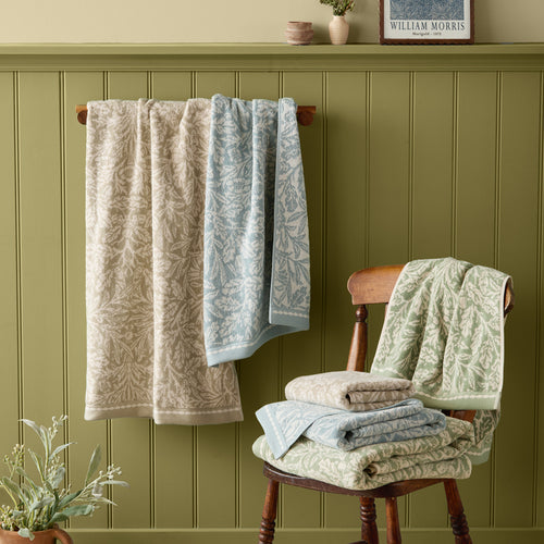 Floral Beige Bathroom - Acorn 100% Cotton Jacquard Towels Natural Morris & Co