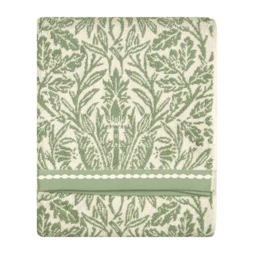 Floral Green Bathroom - Acorn 100% Cotton Jacquard Towels Sage Green Morris & Co