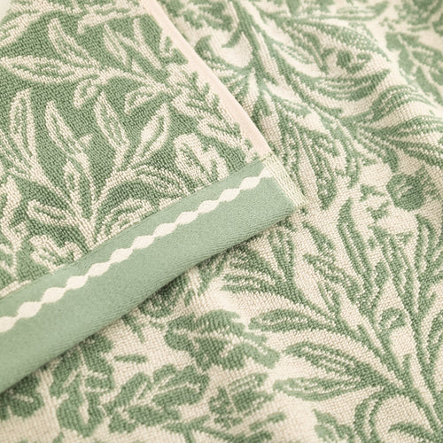 Floral Green Bathroom - Acorn 100% Cotton Jacquard Towels Sage Green Morris & Co