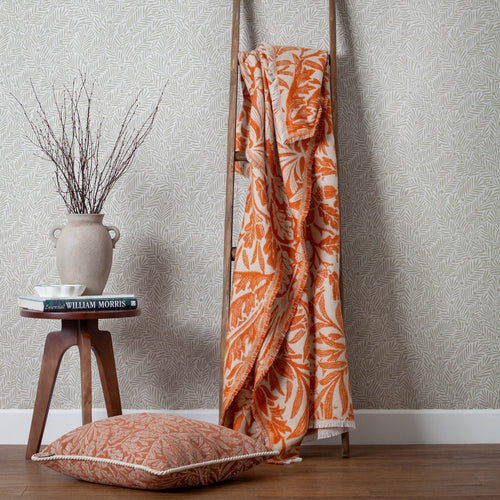 Floral Orange Throws - Acorn Tonal Jacquard Throw Brick Morris & Co