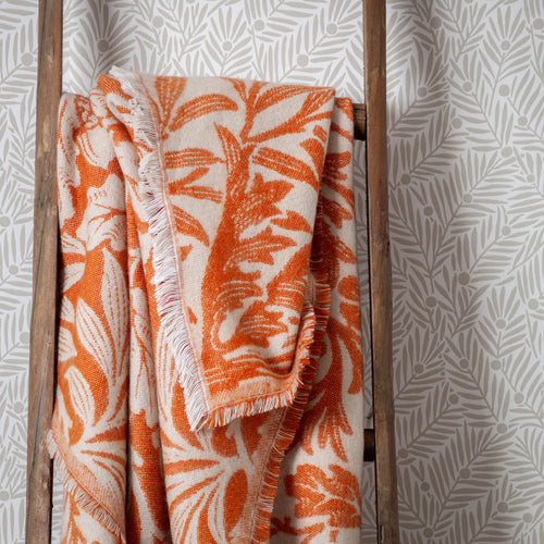 Floral Orange Throws - Acorn Tonal Jacquard Throw Brick Morris & Co