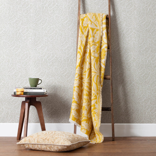 Floral Yellow Throws - Acorn Tonal Jacquard Throw Gold Morris & Co