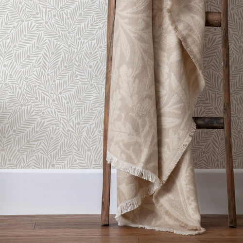 Floral Beige Throws - Acorn Tonal Jacquard Throw Linen Morris & Co