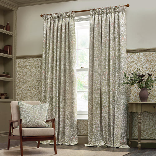 Floral Beige Curtains - Acorn Multi Floral Jacquard Pencil Pleat Curtains Stone/Sage Morris & Co