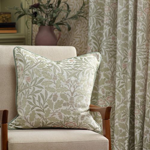 Floral Beige Curtains - Acorn Multi Floral Jacquard Pencil Pleat Curtains Stone/Sage Morris & Co