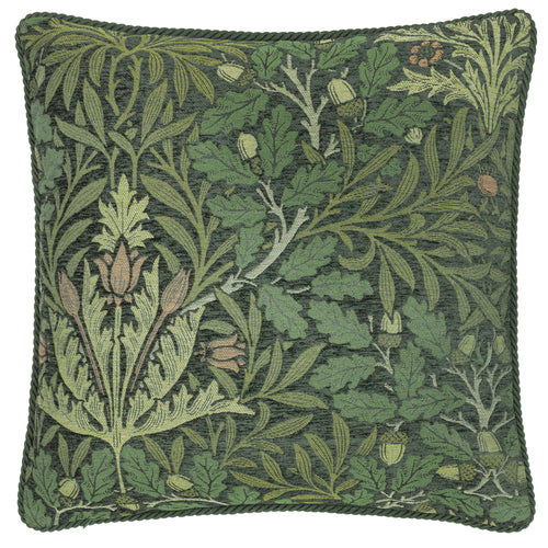 Floral Green Cushions - Acorn Multi Jacquard Feather Rich Filled Cushion Thyme/Forest Morris & Co