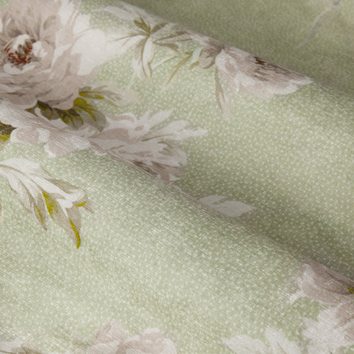 Floral Green Curtains - Adele Floral Chenille Pencil Pleat Curtains Sage Sanderson