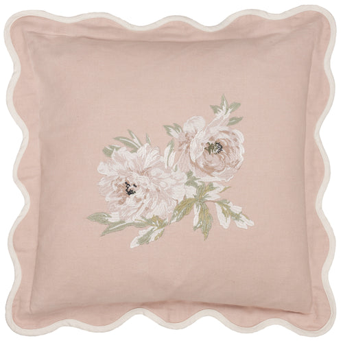 Floral Pink Cushions - Adele Floral Embroidered Feather Rich Filled Cushion Rose Sanderson