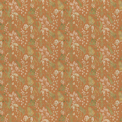 Floral Orange Fabric - Aileana Printed Cotton Fabric (By The Metre) Amber Voyage Maison