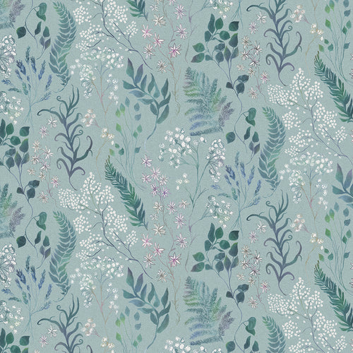 Floral Blue Fabric - Aileana Printed Cotton Fabric (By The Metre) Atlas Voyage Maison