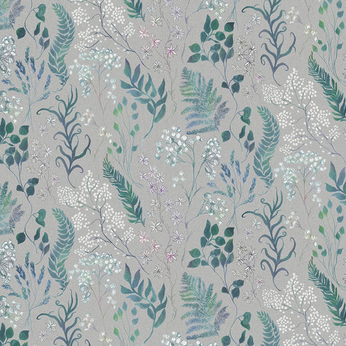 Floral Grey Fabric - Aileana Printed Cotton Fabric (By The Metre) Crescent Voyage Maison