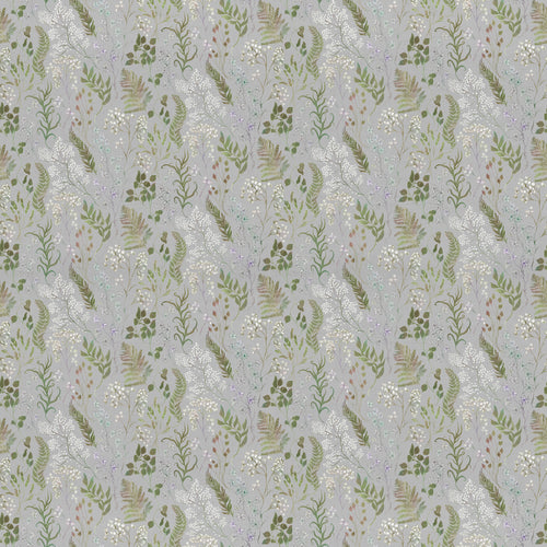 Floral Grey Fabric - Aileana Printed Cotton Fabric (By The Metre) Dove Voyage Maison