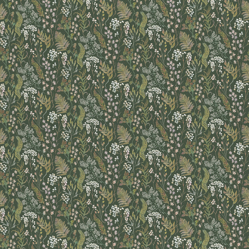 Floral Green Fabric - Aileana Printed Cotton Fabric (By The Metre) Eden Voyage Maison