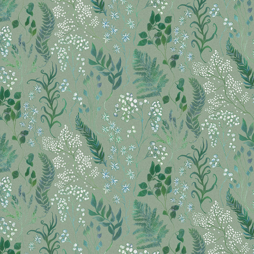 Floral Green Fabric - Aileana Printed Cotton Fabric (By The Metre) Isla Voyage Maison