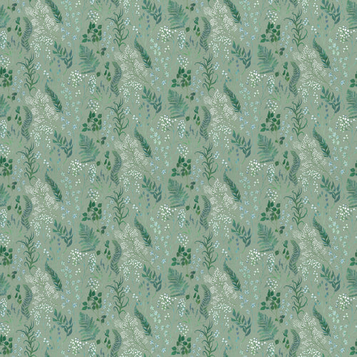 Floral Green Fabric - Aileana Printed Cotton Fabric (By The Metre) Isla Voyage Maison