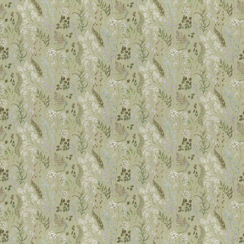 Floral Green Fabric - Aileana Printed Cotton Fabric (By The Metre) Moss Voyage Maison