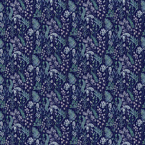 Floral Blue Fabric - Aileana Printed Cotton Fabric (By The Metre) Ocean Voyage Maison