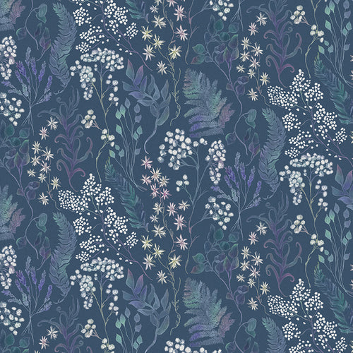 Floral Blue Fabric - Aileana Printed Cotton Fabric (By The Metre) River Voyage Maison