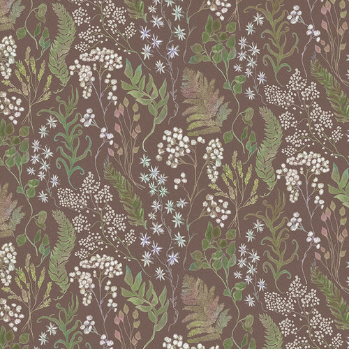 Floral Brown Fabric - Aileana Printed Cotton Fabric (By The Metre) Sienna Voyage Maison